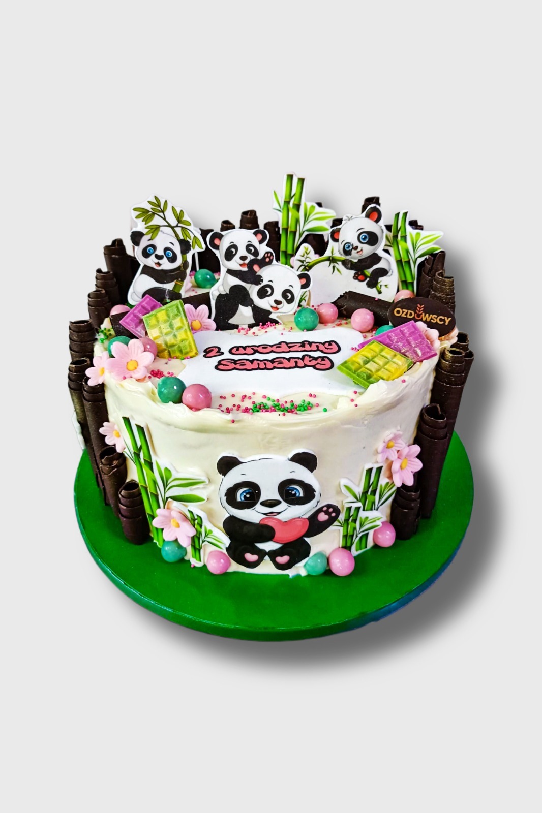 Tort urodzinowy wydruk cukrowy - pandy