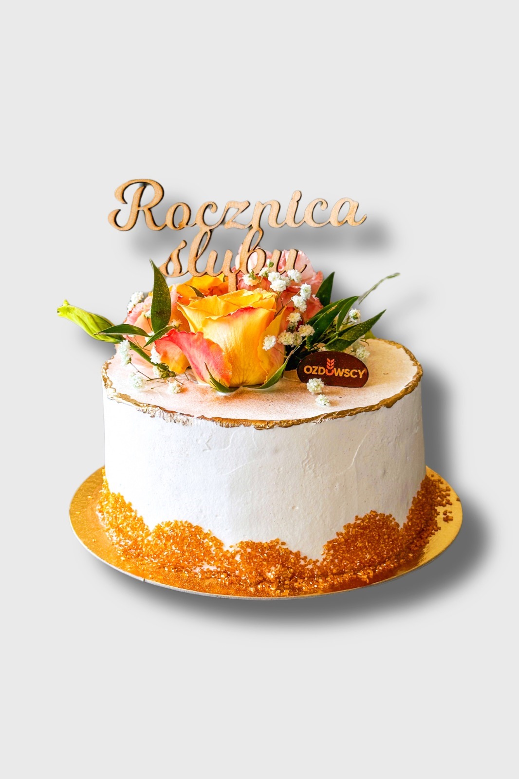 Tort urodzinowy wydruk cukrowy - Rocznica ślubu żywe róże