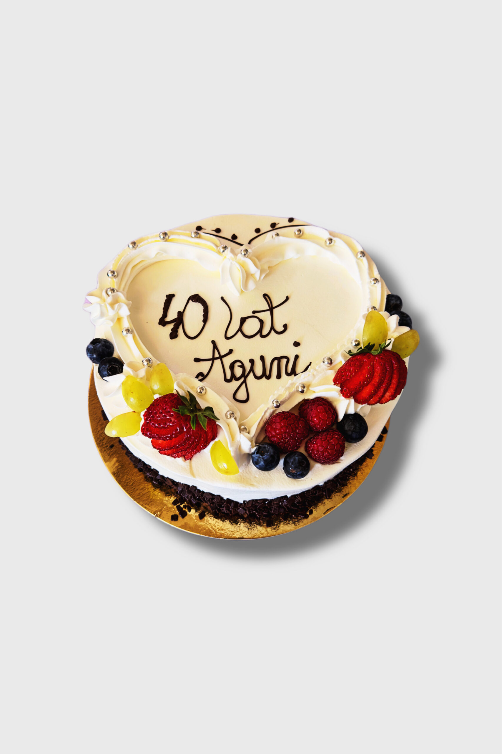 Tort urodzinowy podstawowy - Serduszko ze śmietany z owocami